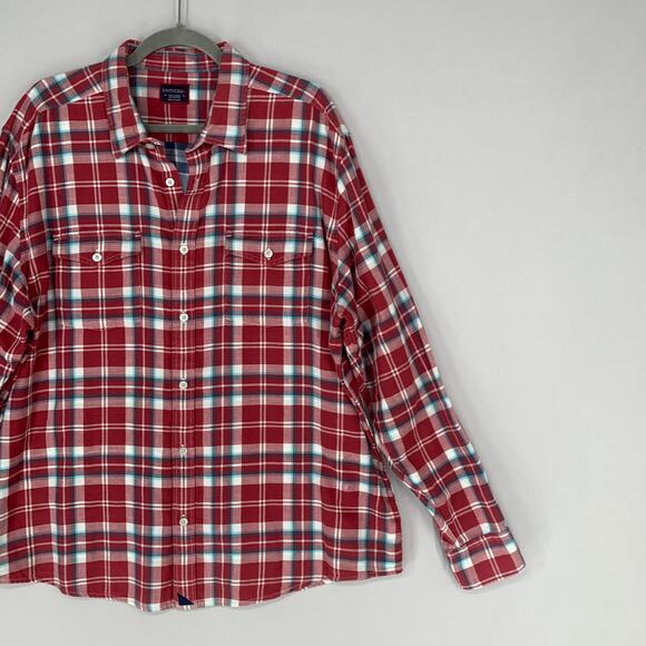 UNTUCKit Shirt 2XL Red Plaid Flannel Long Sleeve Casual Button Up Pockets - Picture 2 of 10